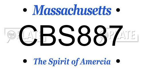 CBS887 Massachusetts License Plate