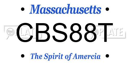 CBS88T Massachusetts License Plate