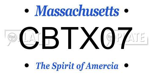 CBTX07 Massachusetts License Plate