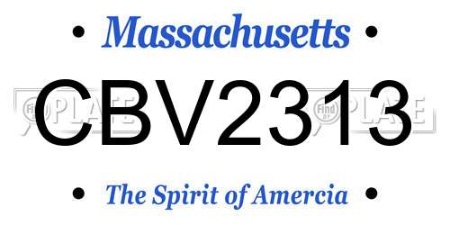 CBV2313 Massachusetts License Plate
