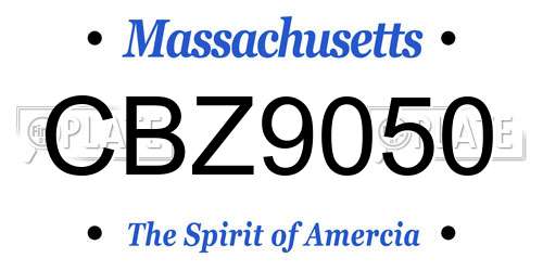 CBZ9050 Massachusetts License Plate