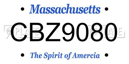 CBZ9080 Massachusetts License Plate