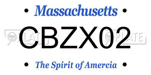 CBZX02 Massachusetts License Plate