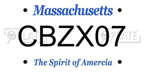 CBZX07 Massachusetts License Plate