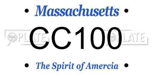 CC100 Massachusetts License Plate