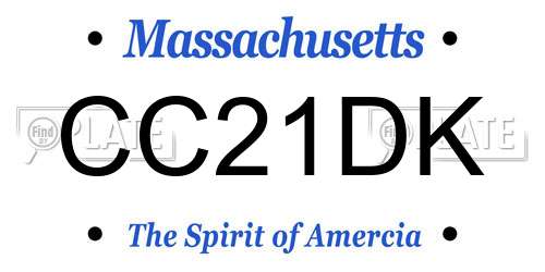 CC21DK Massachusetts License Plate