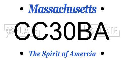 CC30BA Massachusetts License Plate