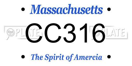 CC316 Massachusetts License Plate