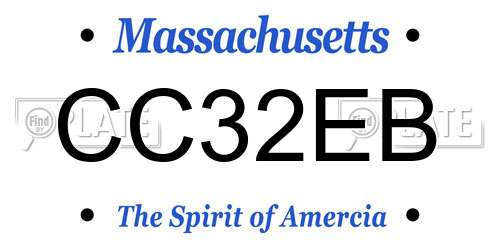 CC32EB Massachusetts License Plate