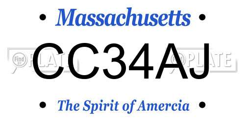 CC34AJ Massachusetts License Plate