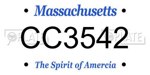 CC3542 Massachusetts License Plate