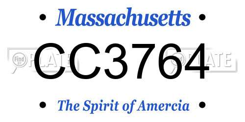 CC3764 Massachusetts License Plate