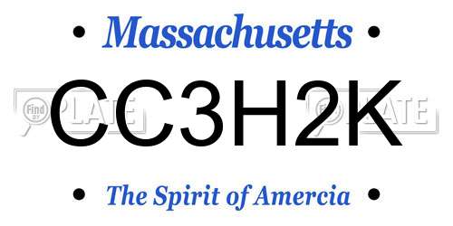 CC3H2K Massachusetts License Plate