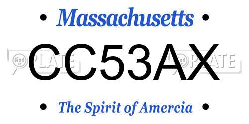 CC53AX Massachusetts License Plate
