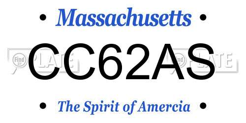 CC62AS Massachusetts License Plate