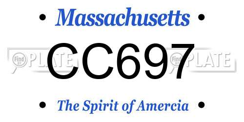 CC697 Massachusetts License Plate