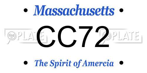 CC72 Massachusetts License Plate