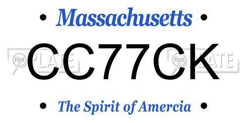CC77CK Massachusetts License Plate