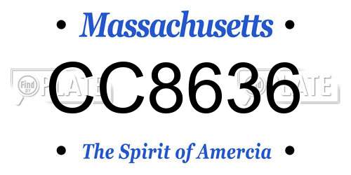 CC8636 Massachusetts License Plate
