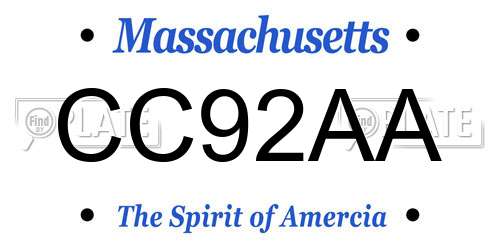 CC92AA Massachusetts License Plate