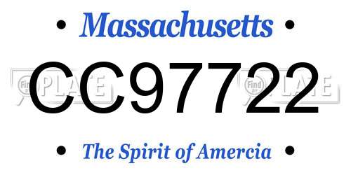 CC97722 Massachusetts License Plate