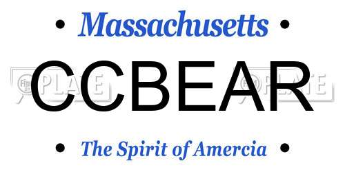 CCBEAR Massachusetts License Plate