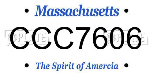 CCC7606 Massachusetts License Plate