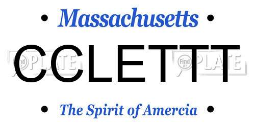 CCLETTT Massachusetts License Plate