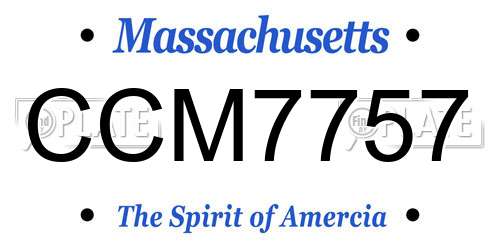 CCM7757 Massachusetts License Plate