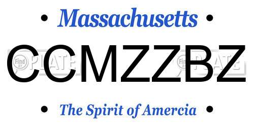 CCMZZBZ Massachusetts License Plate