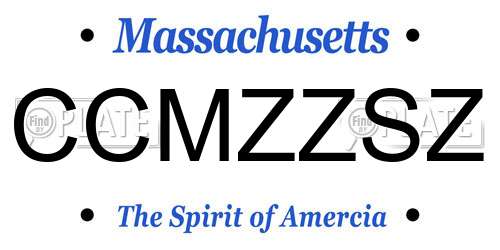 CCMZZSZ Massachusetts License Plate