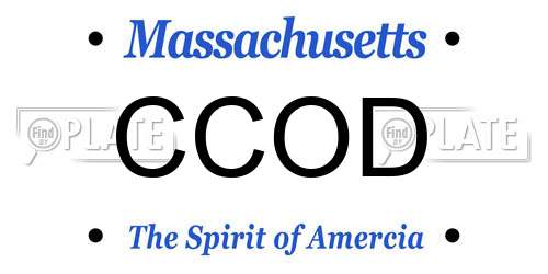 CCOD Massachusetts License Plate
