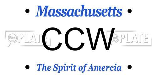 CCW Massachusetts License Plate