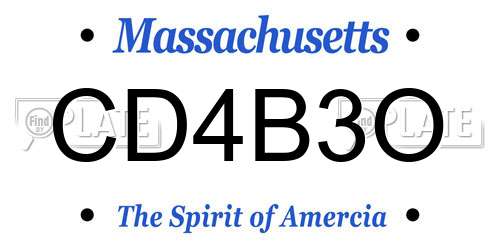 CD4B3O Massachusetts License Plate