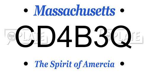 CD4B3Q Massachusetts License Plate
