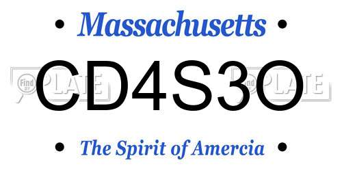 CD4S3O Massachusetts License Plate