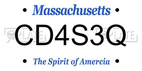 CD4S3Q Massachusetts License Plate