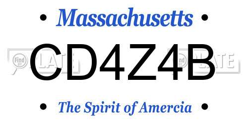 CD4Z4B Massachusetts License Plate