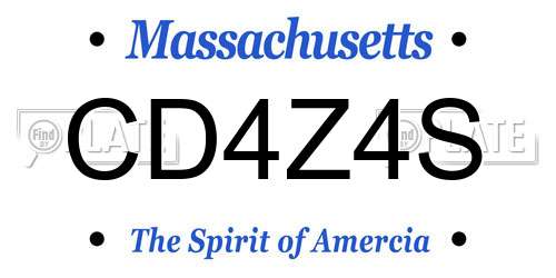 CD4Z4S Massachusetts License Plate
