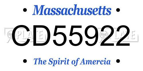 CD55922 Massachusetts License Plate