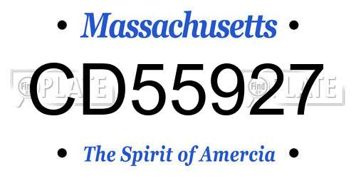 CD55927 Massachusetts License Plate