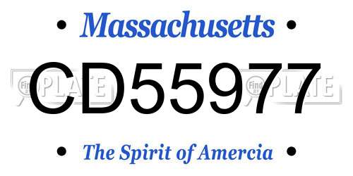 CD55977 Massachusetts License Plate