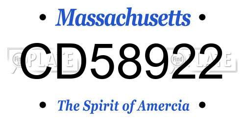CD58922 Massachusetts License Plate
