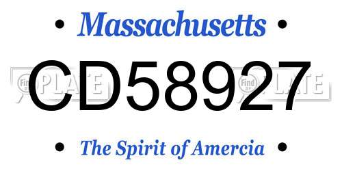 CD58927 Massachusetts License Plate