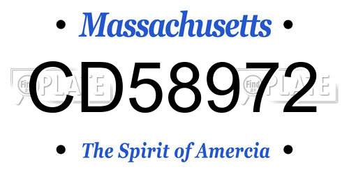 CD58972 Massachusetts License Plate