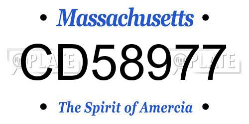 CD58977 Massachusetts License Plate