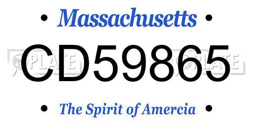 CD59865 Massachusetts License Plate