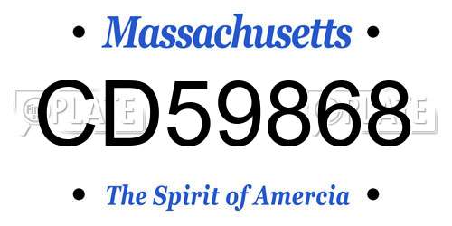 CD59868 Massachusetts License Plate