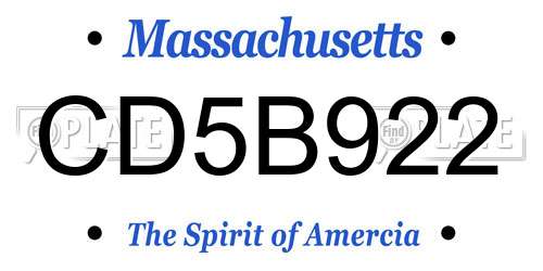 CD5B922 Massachusetts License Plate