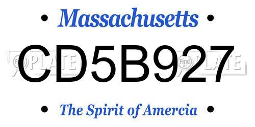 CD5B927 Massachusetts License Plate
